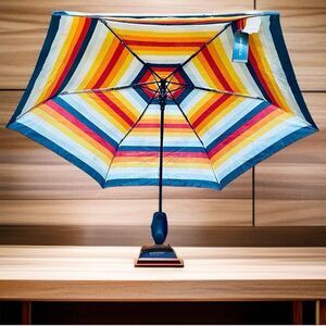 NWT Gorgeous Nautica Navy, red orange yellow white & blue 42” Auto Open Umbrella